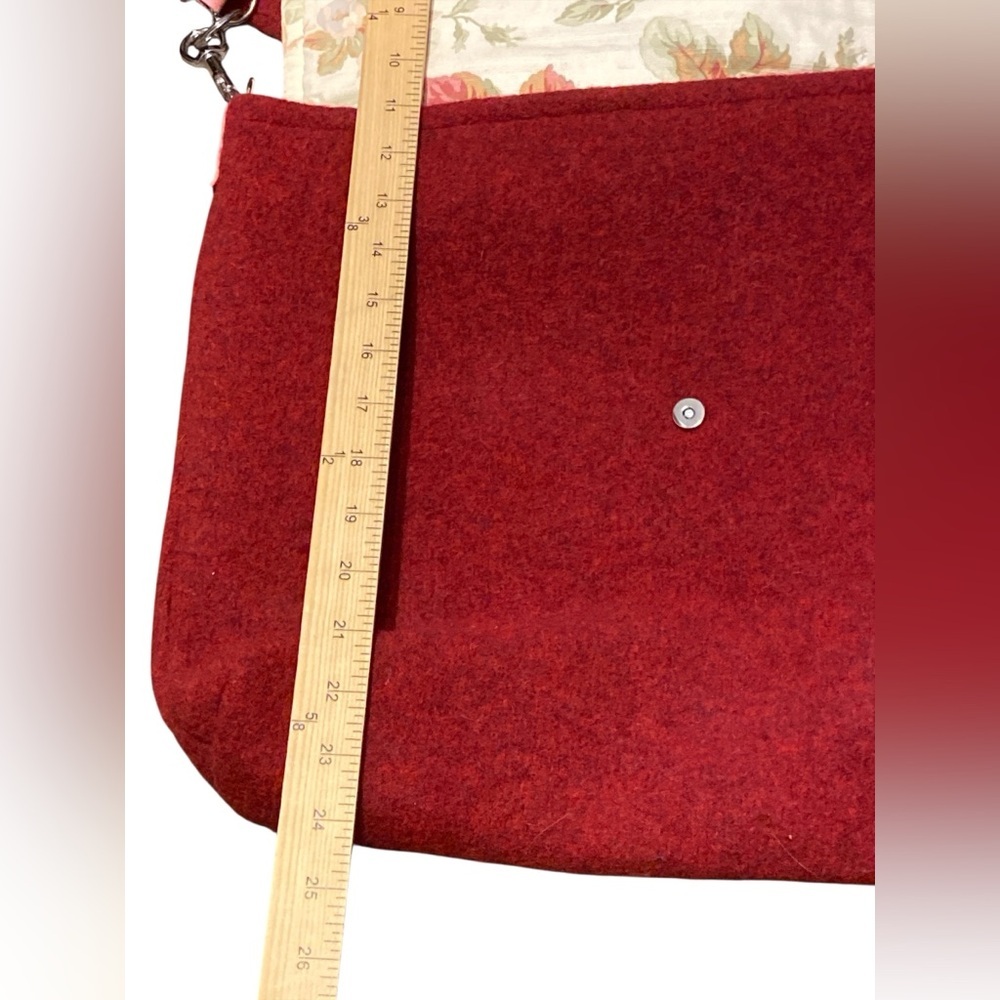 Hand Made with love, Red Striped Shoulder Bag with Butterfly! Boho hippie​ - Picture 3 of 6